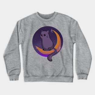 Halloween Cat Sitting on the Moon Crewneck Sweatshirt